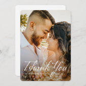 シンプルモダンホワイトスクリプト全結婚写真 サンキューカード (正面/裏面)