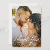 シンプルモダンホワイトスクリプト全結婚写真 サンキューカード (正面)