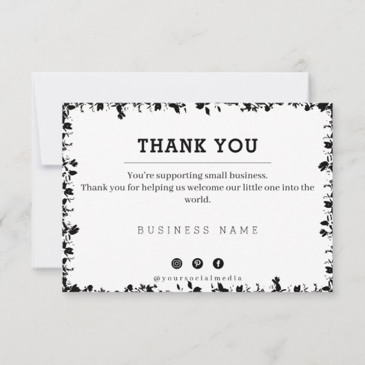 シンプルモダンホワイトビジネスお礼ノートカード サンキューカード (裏面)