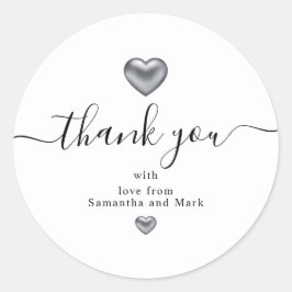 シンプルモダンホ結婚ワイト銀ハート ラウンドシール