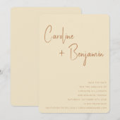 シンプルモダンボホテラコッタクリームスクリプ結婚ト セーブザデート (正面/裏面)