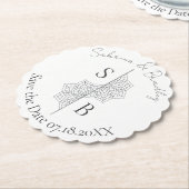 シンプルモダンボホモノグラムマンダラ結婚ズ ペーパーコースター (アングル)