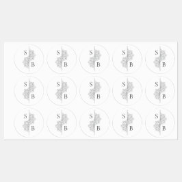 シンプルモダンボホモノグラムマンダラ結婚ズ ラベル