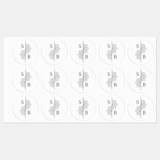 シンプルモダンボホモノグラムマンダラ結婚ズ ラベル (シート)