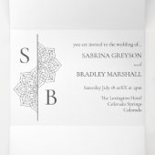 シンプルモダンボホモノグラムマンダラ結婚ズ 三つ折り招待状 (内部中)