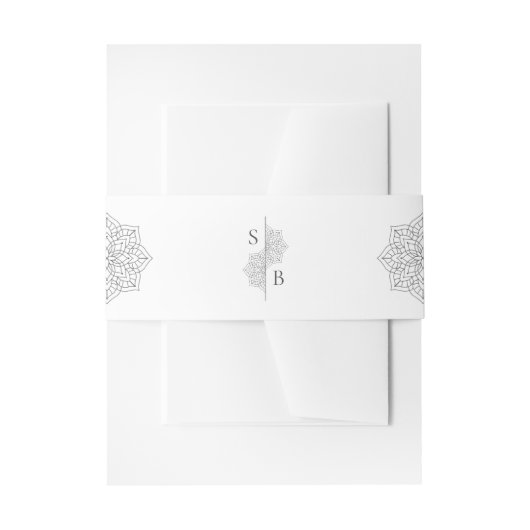 シンプルモダンボホモノグラムマンダラ結婚ズ 招待状ベリーバンド (正面例)