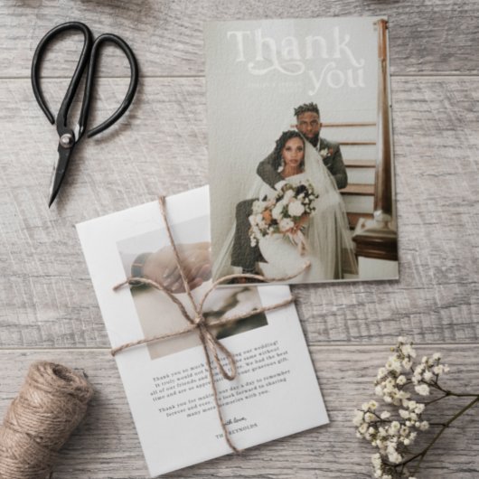 シンプルモダンボー |写真結婚に感謝 サンキューカード
