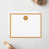 シンプルモダンマスタードイエローサークルモノグラム ノートカード (正面/裏面インサイチュ)