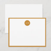 シンプルモダンマスタードイエローサークルモノグラム ノートカード (正面/裏面)