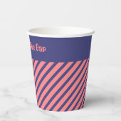 シンプルモダンミッドナイトブルーライトコーラルストライプズ 紙コップ (裏面)