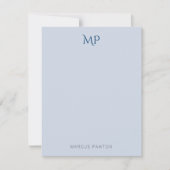 シンプルモダンミニマリストパーソナライズされたブルー ノートカード (正面)
