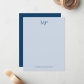 シンプルモダンミニマリストパーソナライズされたブルー ノートカード (正面/裏面インサイチュ)