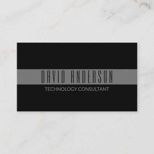 シンプルモダンミニマリスト平野ブラックグレーストライプ 名刺 (正面)