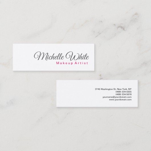シンプルモダンミニマルなグレーのメイクアップアーティスト スキニー名刺 (正面/裏面)