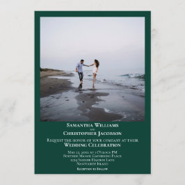 シンプルモダンミニマルエメラルドグリーン結婚写真 招待状