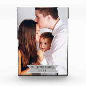 シンプルモダンミニマルカスタム家族の写真と名前 フォトブロック (正面)