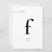 シンプルモダンミニマルモノグラムベビー誕生 案内状 (正面)