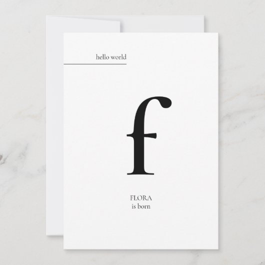 シンプルモダンミニマルモノグラムベビー誕生 案内状 (正面)