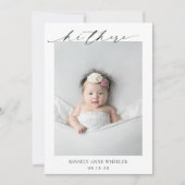 シンプルモダンミニマル写真エレガント誕生 案内状 (正面)