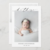 シンプルモダンミニマル写真エレガント誕生 案内状 (正面/裏面)