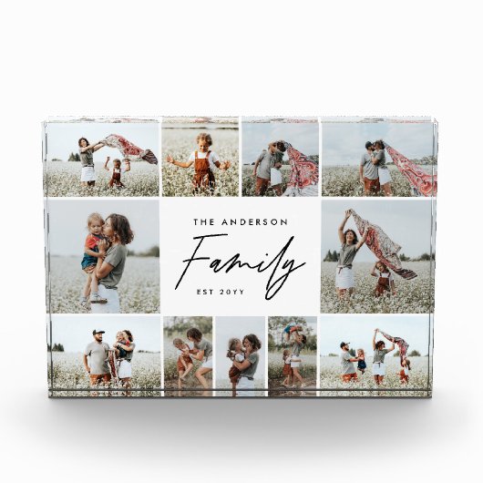 シンプルモダンミニマル写真数々の家族ギフト フォトブロック (正面)