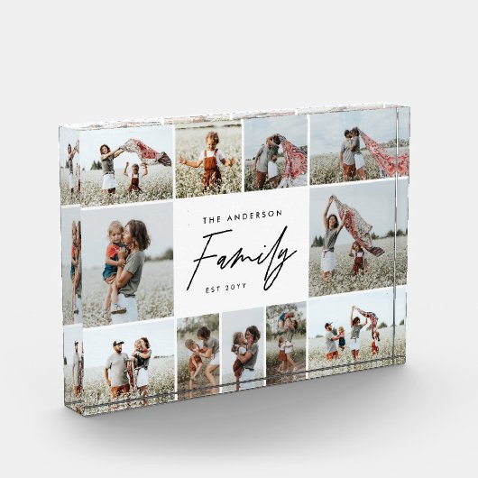 シンプルモダンミニマル写真数々の家族ギフト フォトブロック (左)