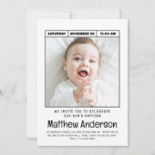 シンプルモダンミニマル写真洗礼（少年） 招待状 (正面)