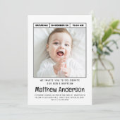 シンプルモダンミニマル写真洗礼（少年） 招待状 (スタンド正面)