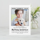 シンプルモダンミニマル写真第1聖餐式ボーイ 招待状 (スタンド正面)