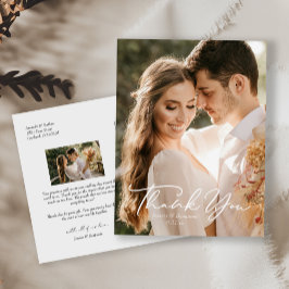 シンプルモダンミニマル写真結婚の感謝 ポストカード