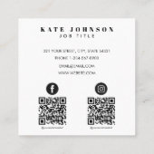 シンプルモダンミニマル写真2 QRコードSNS スクエア名刺 (裏面)