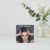 シンプルモダンミニマル写真2 QRコードSNS スクエア名刺 (スタンド正面)