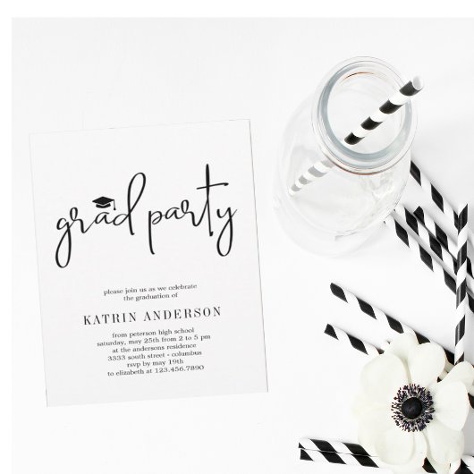 シンプルモダンミニマル卒業招待状 招待状