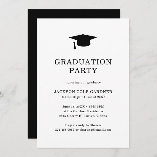 シンプルモダンミニマル卒業 招待状 (正面/裏面)