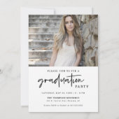 シンプルモダンミニマル学校のパーティー写真 招待状 (裏面)