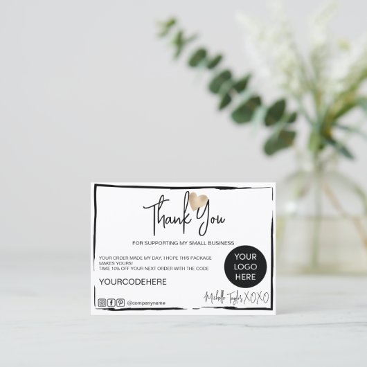 シンプルモダンミニマル感謝してい白ユーブ 名刺 (スタンド正面)