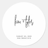 シンプルモダンミニマル白黒結婚ズ ラウンドシール (正面)