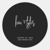 シンプルモダンミニマル白黒結婚ズ ラウンドシール (正面)