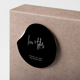 シンプルモダンミニマル白黒結婚ズ ラウンドシール