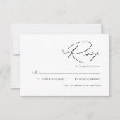 シンプルモダンミニマル白黒結婚ズ 出欠カード (正面)