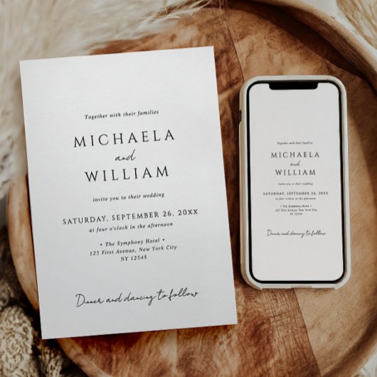 シンプルモダンミニマル白黒結婚ズ 招待状