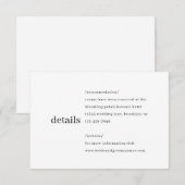 シンプルモダンミニマル結婚リストブラック詳細 エンクロージャーカード (正面/裏面)