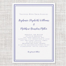 シンプルモダンミニマル結婚リストブルー 招待状