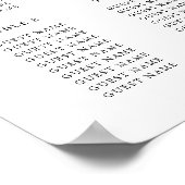 シンプルモダンミニマル結婚リスト座席表 ポスター (角)