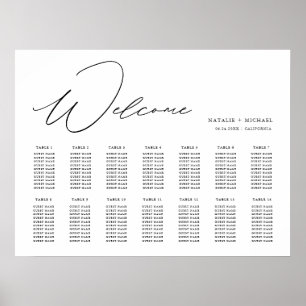 シンプルモダンミニマル結婚リスト座席表 ポスター