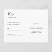シンプルモダンミニマル結婚式RSVPポストカード インビテーションポストカード (裏面)