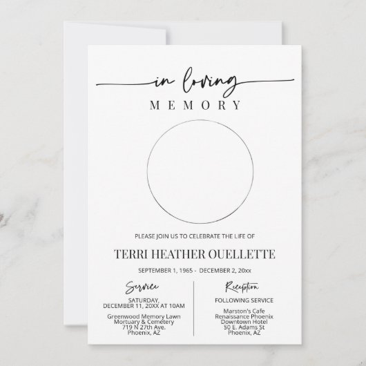 シンプルモダンミニマル葬祭慰霊祭 招待状 (正面)