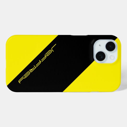 シンプルモダンミニマル黄&黒,名前 Case-Mate iPhoneケース (裏面 (横))