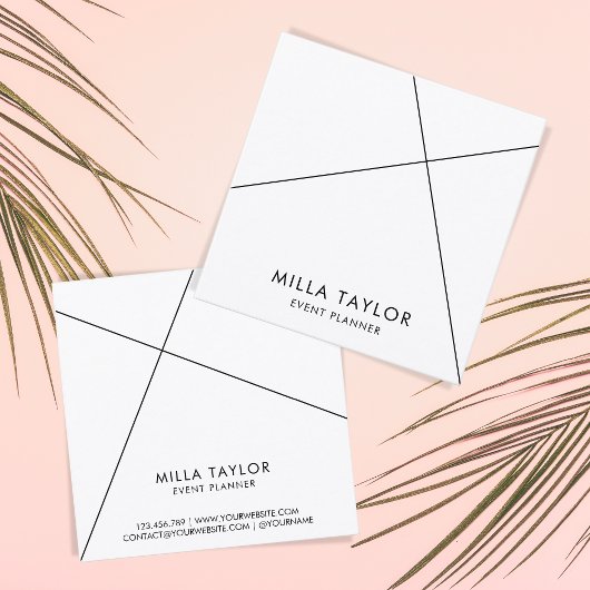 シンプルモダンミニマル黒と白の幾何学的 スクエア名刺