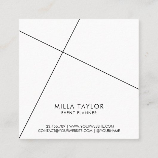 シンプルモダンミニマル黒と白の幾何学的 スクエア名刺 (裏面)